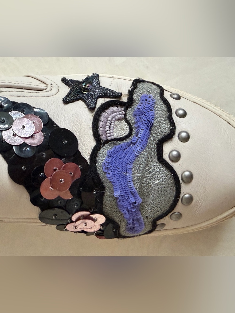 Coach Embellished Stars and Clouds White Slip-On Sneakers C115 - Picture 7 of 9